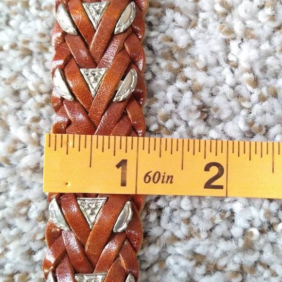 Braided leather belt with metal inserts Size 34 - Picture 11 of 13